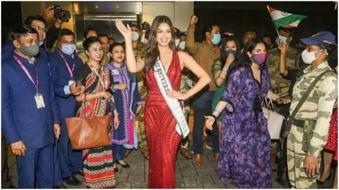 Miss Universe 2021: हरनाज कौर संधू लौटीं भारत, एयरपोर्ट पर हुआ भव्य स्वागत